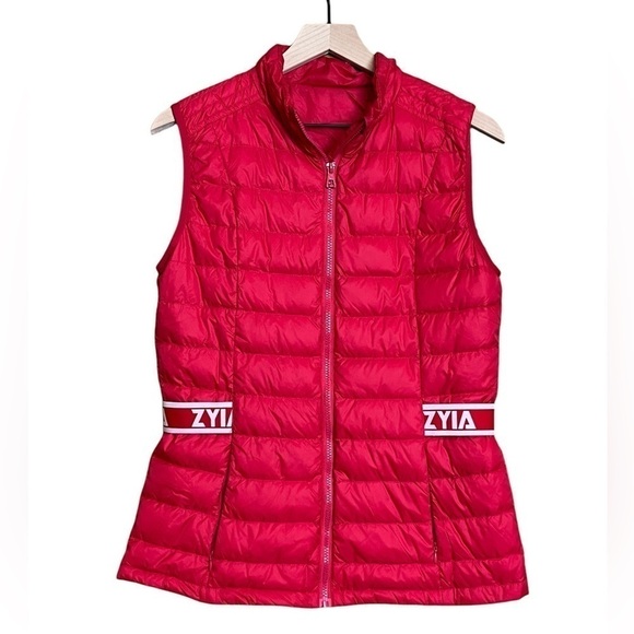 ZYIA Active Alpine Down Puffer Vest Quilted Logo Waist. Red Size L #890 - Picture 3 of 10